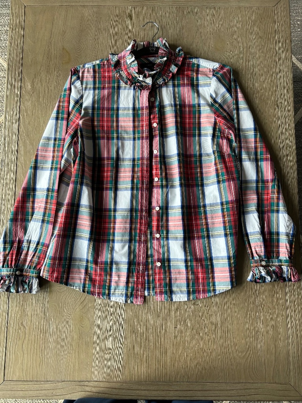 J. Crew Ruffleneck Classic Fit Shirt Snowy Stewart Tartan Plaid Button Down - L - Picture 3 of 5